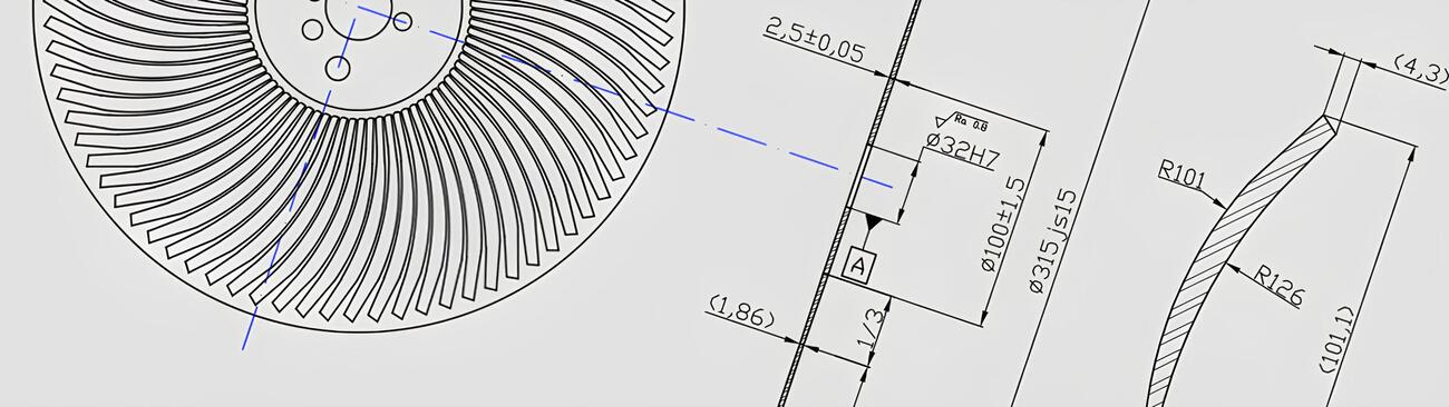 Example of a technical drawing for a perfectly manufactured tari blades.